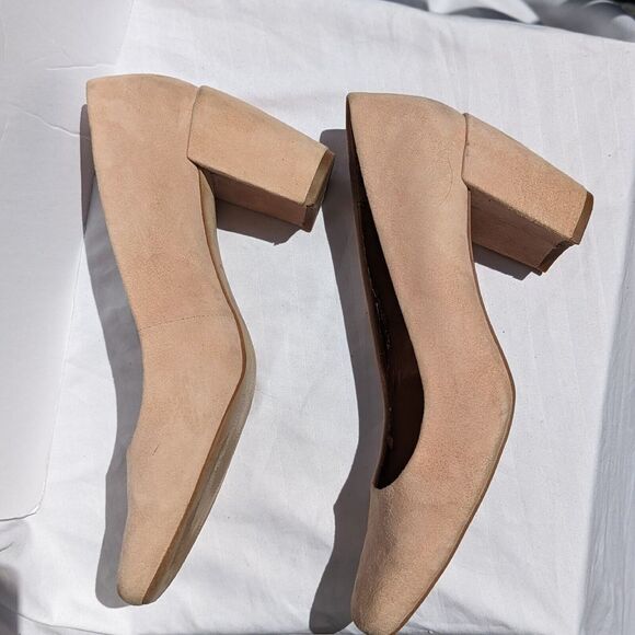 H by Halston Women's Suede Square Toe Block Heel Pump Whitney Size 8M Pale Pink - Picture 12 of 13